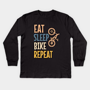 Eat sleep bike repeat Kids Long Sleeve T-Shirt